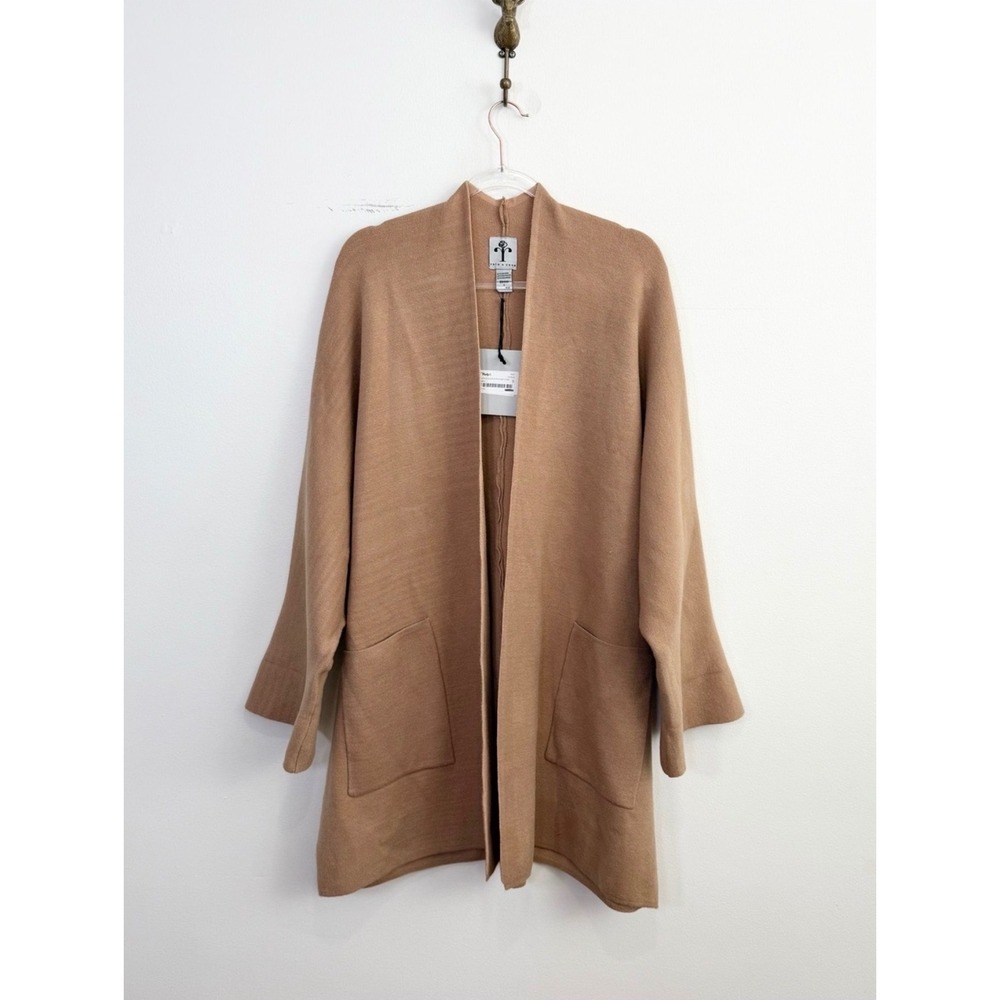Rain + Rose Camel Open Front Pocket Cardigan Sweater Size S NWT
